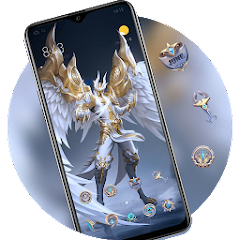 Download Fantasy beautiful angel with golden wings theme for PC
